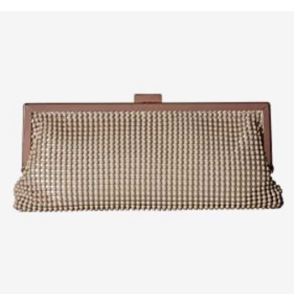 Jessica McClintock Erin Ball Mesh Frame Clutch with Optional Chain~Never Used
